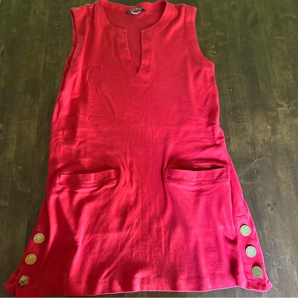 Lauren Ralph Lauren Button Tunic Swim Pool Cover Medium Patriotic USA 4th 🇺🇸